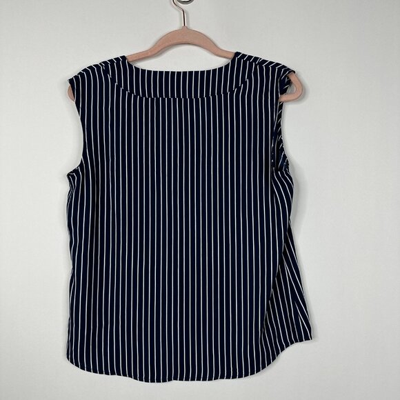 NWT White House Black Market Sleeveless V-Neck Shell Stripe Twilight #WHBM31 - Picture 3 of 9
